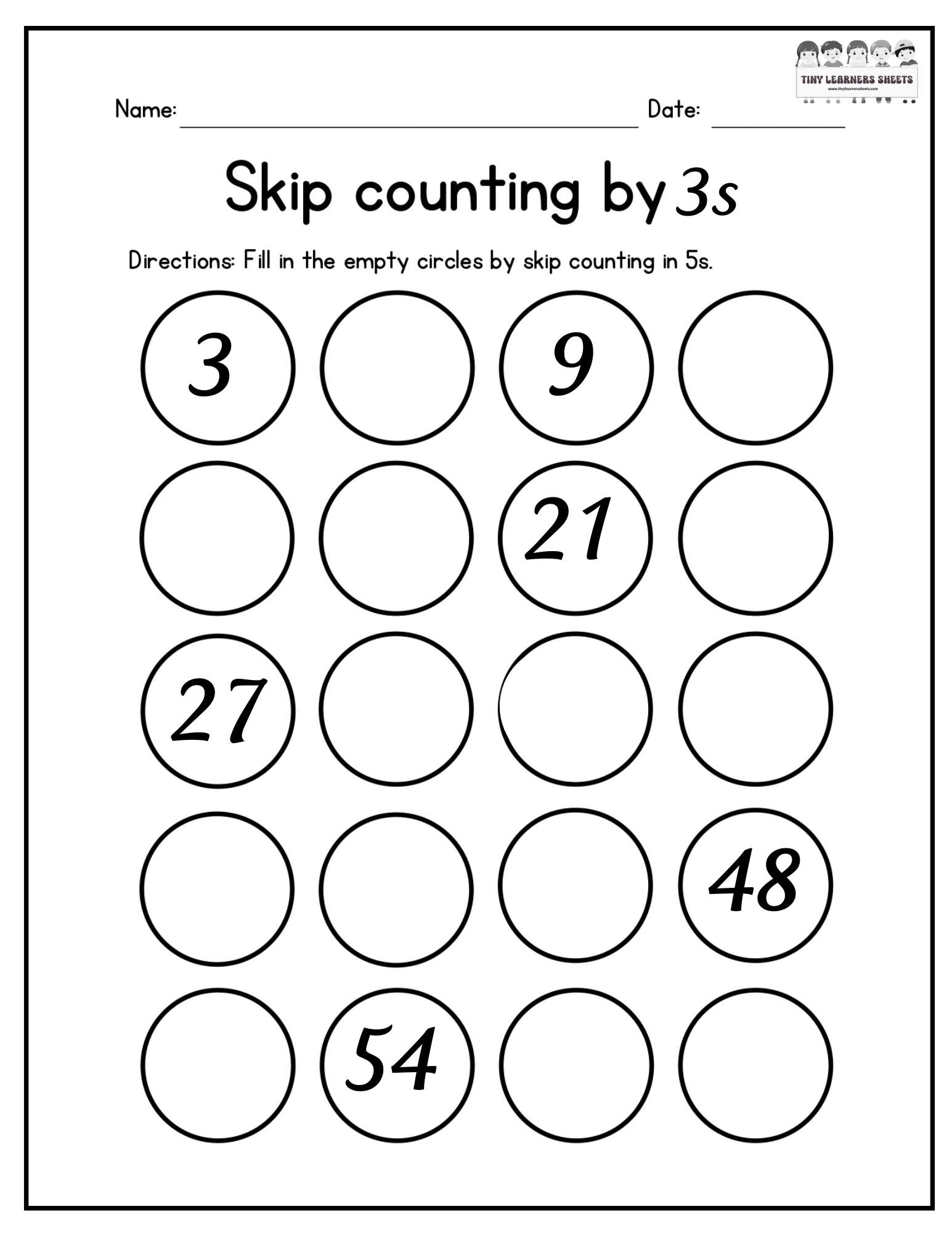 Skip Counting By 3 Worksheet